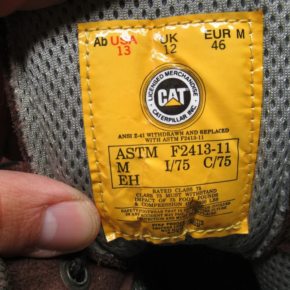 Caterpillar Work Boots Mens 13 Brown EH Remington Steel Toe Leather Safety‎ NEW